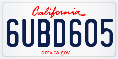CA license plate 6UBD605