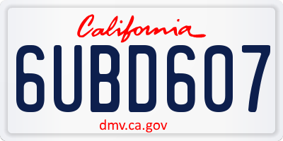 CA license plate 6UBD607