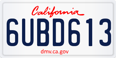 CA license plate 6UBD613