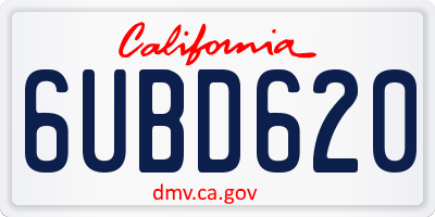 CA license plate 6UBD620