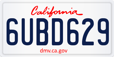 CA license plate 6UBD629