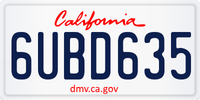 CA license plate 6UBD635