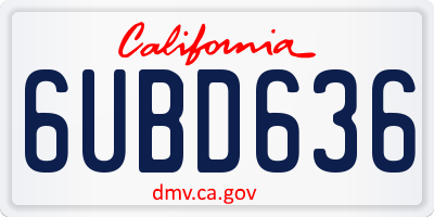 CA license plate 6UBD636