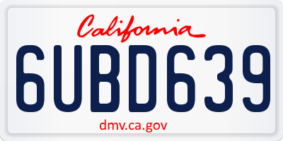 CA license plate 6UBD639