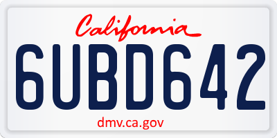 CA license plate 6UBD642