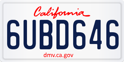 CA license plate 6UBD646