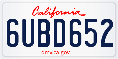 CA license plate 6UBD652