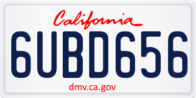CA license plate 6UBD656