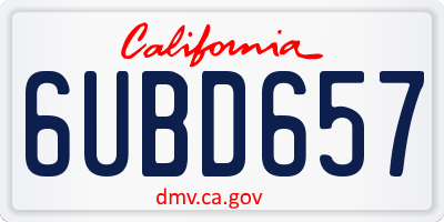 CA license plate 6UBD657