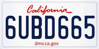 CA license plate 6UBD665