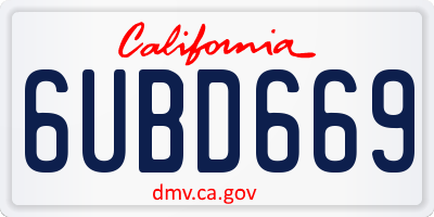 CA license plate 6UBD669