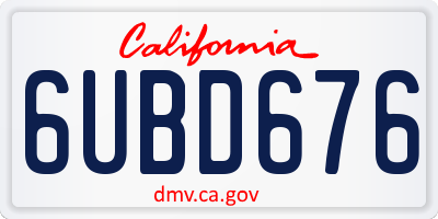CA license plate 6UBD676