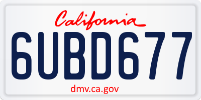 CA license plate 6UBD677