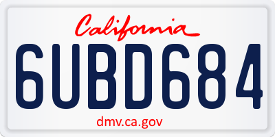 CA license plate 6UBD684