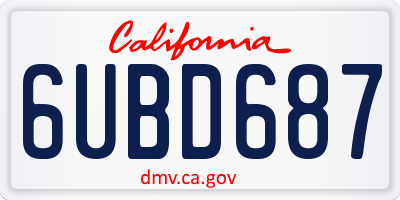 CA license plate 6UBD687