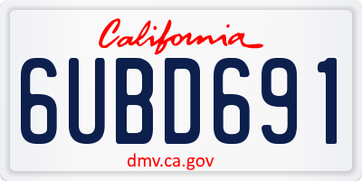 CA license plate 6UBD691