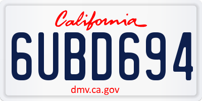 CA license plate 6UBD694