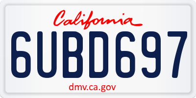 CA license plate 6UBD697