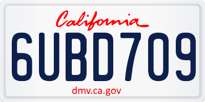 CA license plate 6UBD709