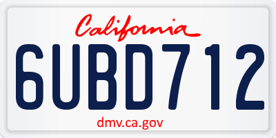 CA license plate 6UBD712