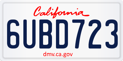 CA license plate 6UBD723