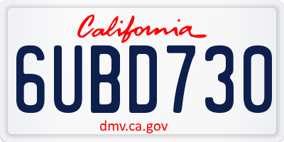 CA license plate 6UBD730