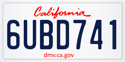 CA license plate 6UBD741