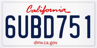 CA license plate 6UBD751