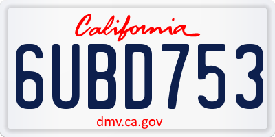 CA license plate 6UBD753