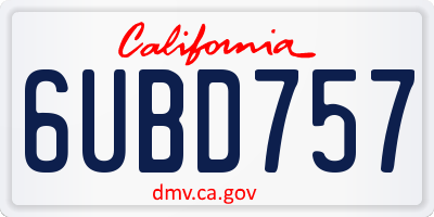 CA license plate 6UBD757