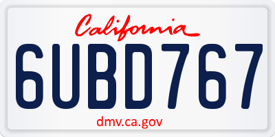 CA license plate 6UBD767