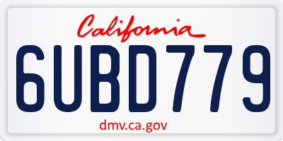 CA license plate 6UBD779