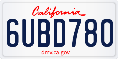CA license plate 6UBD780