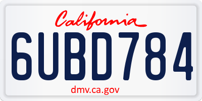 CA license plate 6UBD784