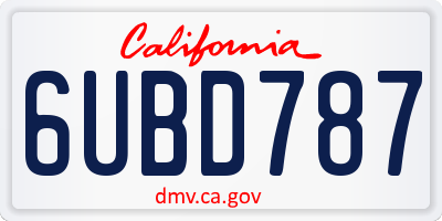 CA license plate 6UBD787