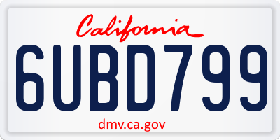 CA license plate 6UBD799