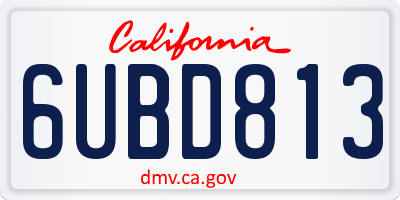 CA license plate 6UBD813