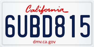 CA license plate 6UBD815