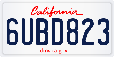 CA license plate 6UBD823