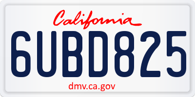 CA license plate 6UBD825