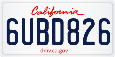 CA license plate 6UBD826
