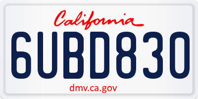 CA license plate 6UBD830