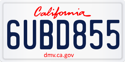 CA license plate 6UBD855