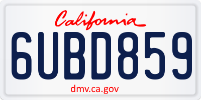 CA license plate 6UBD859