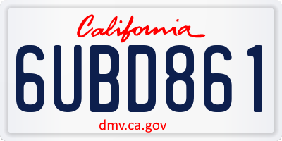 CA license plate 6UBD861