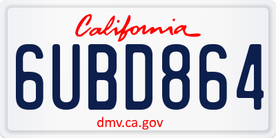 CA license plate 6UBD864