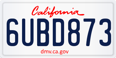 CA license plate 6UBD873