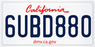 CA license plate 6UBD880