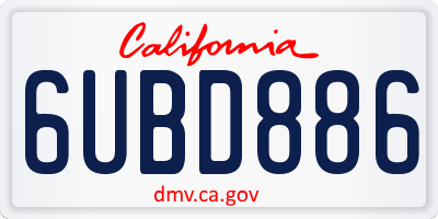 CA license plate 6UBD886