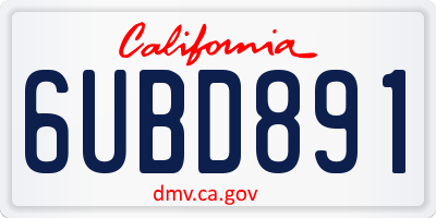 CA license plate 6UBD891